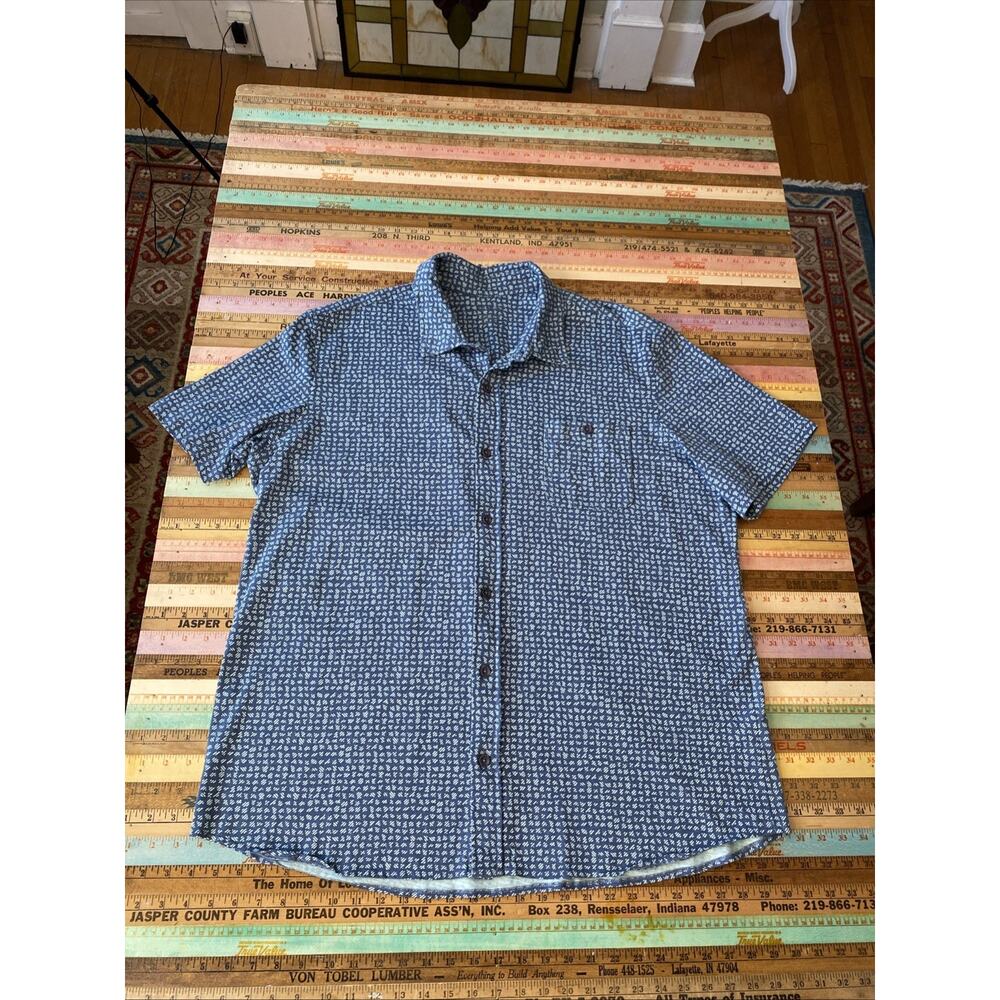 L.L.Bean Mens XXL Slightly Fitted Button Up Shirt Organic Cotton Short Sleeve